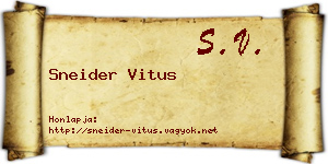 Sneider Vitus névjegykártya